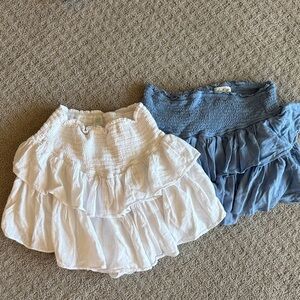 Ruffled Mini Skirt in White and Blue (with shorts under)